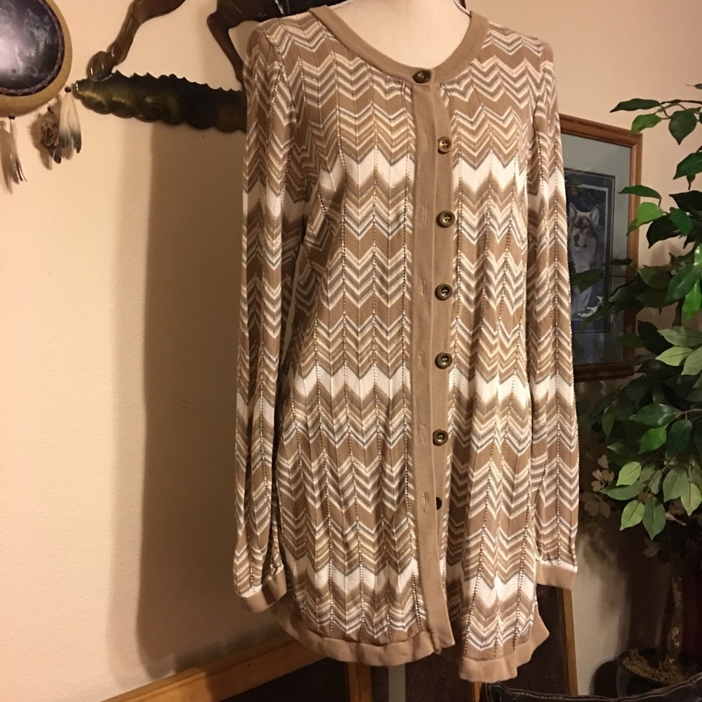 Charter Club metallic chevron print cardigan